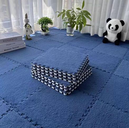 12 Pcs Kids Foam Interlocking Carpet Tiles with Border, Thick Carpet Squares