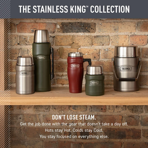 16oz, Commuting THERMOS Stainless King Vacuum-Insulated Travel Mug with Handle - Matte Steel - Thermos Tumbler for Hot