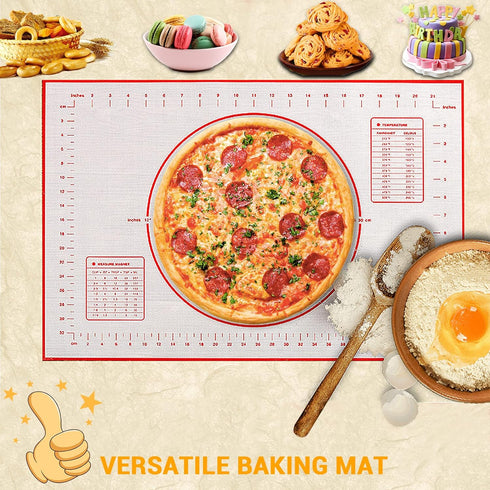 Qidoe Silicone Baking Mat, Extra Thick Non Stick (16"x 24") with Measurement, Fondant, Dough Rolling, Oven Liner