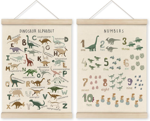 HRQKO Dinosaur Alphabet Poster Hanger Frame Set of 2, Dinosaur Wall Decor,
