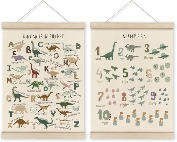 HRQKO Dinosaur Alphabet Poster Hanger Frame Set of 2, Dinosaur Wall Decor,
