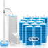 Disposable Toilet Brush and Holder Set - 1 Toilet Bowl Wand, 1 Caddy, 112 Refills for Deep Bathroom Scrub, 1 Pack