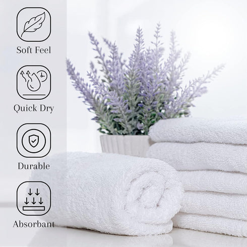 Set 48 Pack 12x12 Inches (12 12, 48) GOLD TEXTILES Premium White Washcloths - | - Ultra Soft, Highly Absorbent - Cotton
