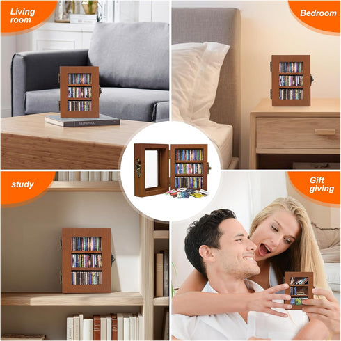DIIWOODX 60PCS Anxiety Mini Bookshelf Mini Books with Wooden Miniature Book Library for Stress Relief, Home and Office