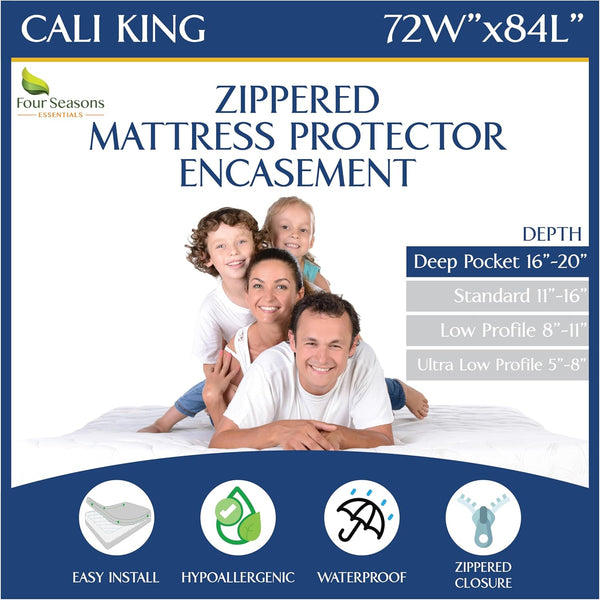 California King Mattress Protector Bedbug Waterproof Zippered Cover - Deep Pocket Fits