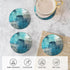 Dsiflylife Set 2 Coasters of Turquoise and Grey Absorbent Ceramic Coasters for Drinks Round Stone Non-Slip Coffee Table