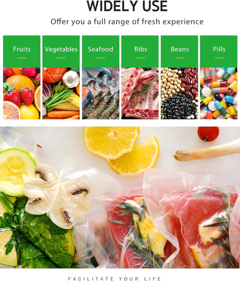 Syntus Vacuum Sealer Bags, 4 Pack: 2 Rolls 11" x 20' & 2 Rolls 8" x 20', BPA Free Food Storage Bags for Meal Prep