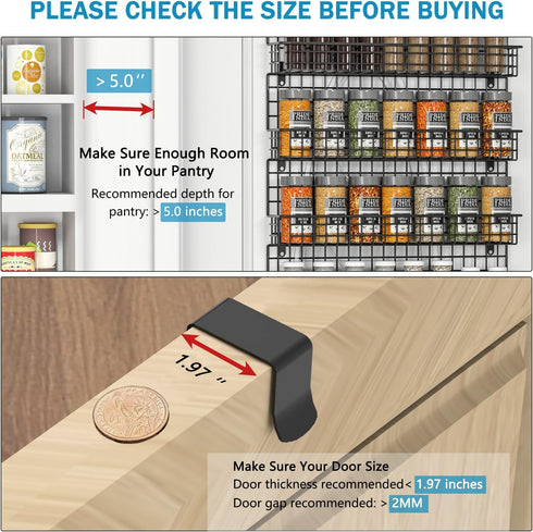 6-Tier JKsmart Spice Rack Organizer with Door Hook, Wall Mounted & Over the Door Spice Racks for Kitchen Pantry Door