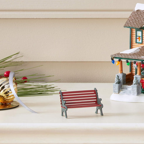 Department 56 Village Cross Product Accessories Wrought Iron Park Bench Figurine, 2.25 Inch, Red