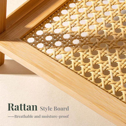 Countertop 2 ANBOXIT Rattan-Look Matcha Station Organizer, Bamboo Tea & Coffee Accessories Station Organizer, Tier Mug