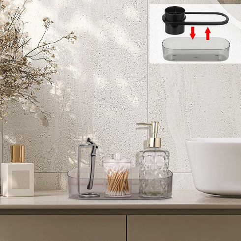 Black Toothbrush Holder for Bathroom, Detachable Tray for Electric Toothbrush, Countertop Organizer for Vanity Sink