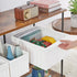 Vagusicc Set of 3 Wicker Storage Baskets, Hand-woven Decorative Rectangle Bins with Handles for Organizing, White