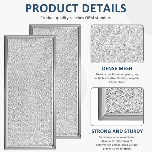 AMI PARTS Fits Whirlpool W10208631A Microwave Grease Filter, Approx 13" x 6" (2-Pack)