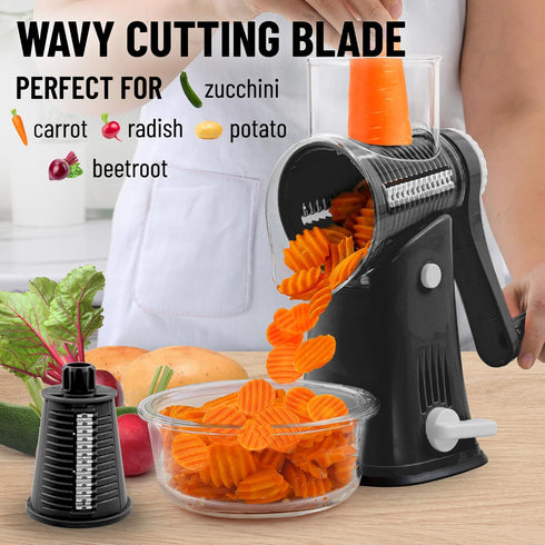 Zulay Rotary Cheese Grater, 5 Blade Cheese Shredder - Manual Hand Crank Cheese Grater with Reinforced Suction & 5