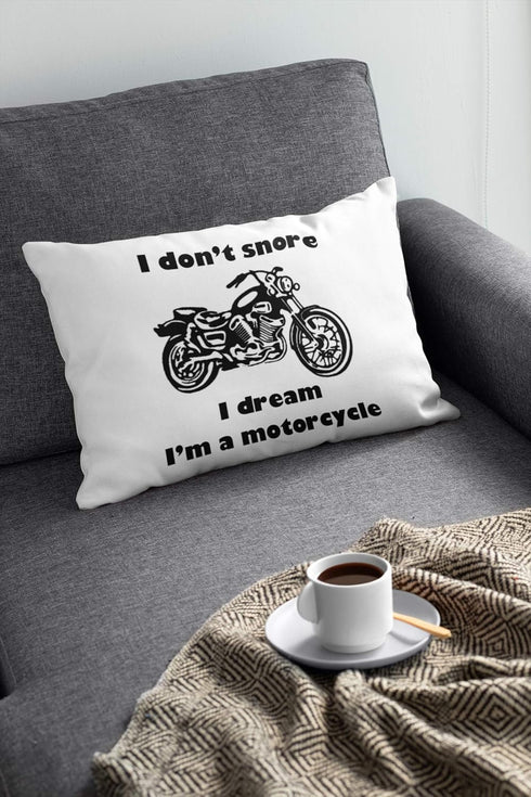 I Don't Snore I Dream I'm a Motorcycle Novelty Pillow Cover, Motorbike Gifts for Biker Dad, Men, Grandpa, Uncle