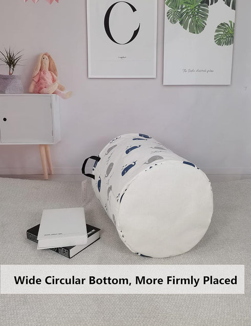 QUEENLALA Large Storage Basket, Collapsible Round Hamper for Boys and Girls, Bathroom/Home Decor