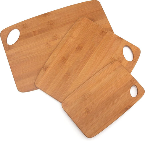 Lipper International Bamboo Wood Thin Cutting Board with Oval Hole, Assorted Sizes, Set of 3