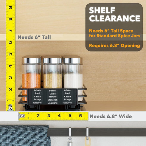 SpaceAid Pull Out Spice Rack Organizer for Cabinet, Heavy Duty Slide Out Seasoning Kitchen Organizer with Labels.