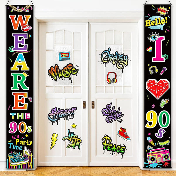 Blulu 70s 80s Party Decoration, I Love 1980s Banner, Back to The 1980s Hanging Porch Signs for Wall Decor