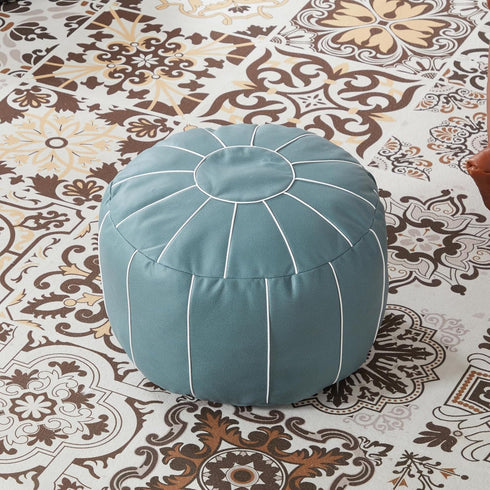 Louis Donn 21 Inch UNSTUFFED Moroccan Pouf Ottoman Cover, Handmade Faux Leather