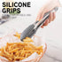 COOK WITH COLOR Stainless Steel Silicone Tipped Kitchen & BBQ Tongs Set, 3 Piece Tongs in Black