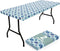 misaya 2 Pack Vinyl Tablecloth, Fitted Table Cover, 100% Waterproof, Elastic Edge,