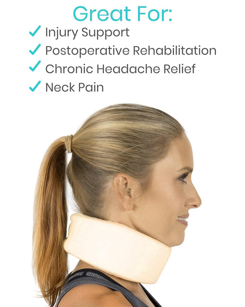 Vive Cervical Collar Neck Brace for Neck Pain Support, Soft Foam Brace for Pain Relief, Comfortable Corrector Wrap