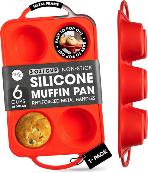 Regular Size 6 Cup Silicone Muffin Pans for Baking, Non-Stick Silicone Cupcake Pans, BPA-Free