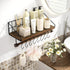 Alsonerbay Floating Shelf Wall-Mounted, Coffee Bar Shelf with Hooks and Towel Bar, Kitchen Shelves for Organizing