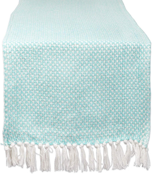 DII Woven Basics Collection 100% Cotton Knit Table Runner, 15x72, Aqua