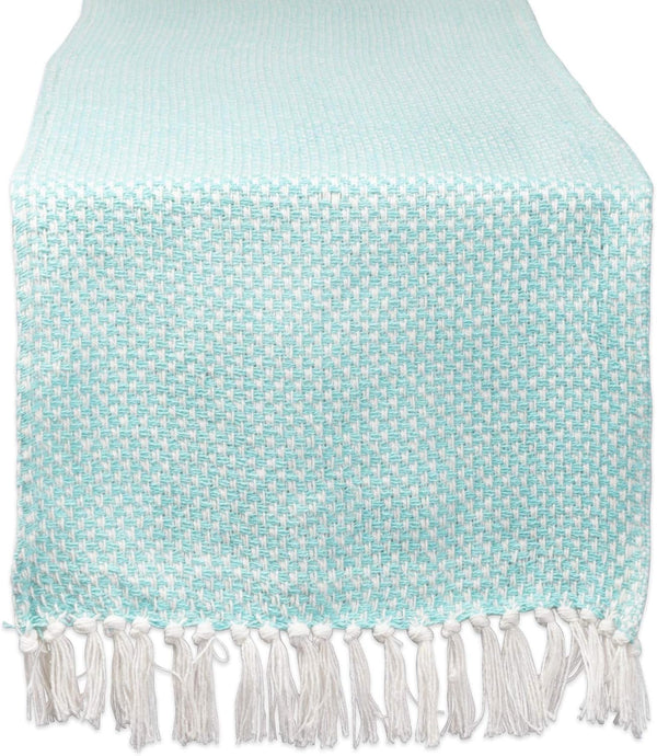 DII Woven Basics Collection 100% Cotton Knit Table Runner, 15x72, Aqua