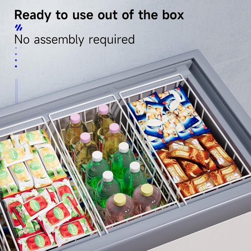 Slideep Chest Freezer Organizer Bins 16.5 Inch, Deep Metal Wire Storage Container for Kitchen, White, Set of 2