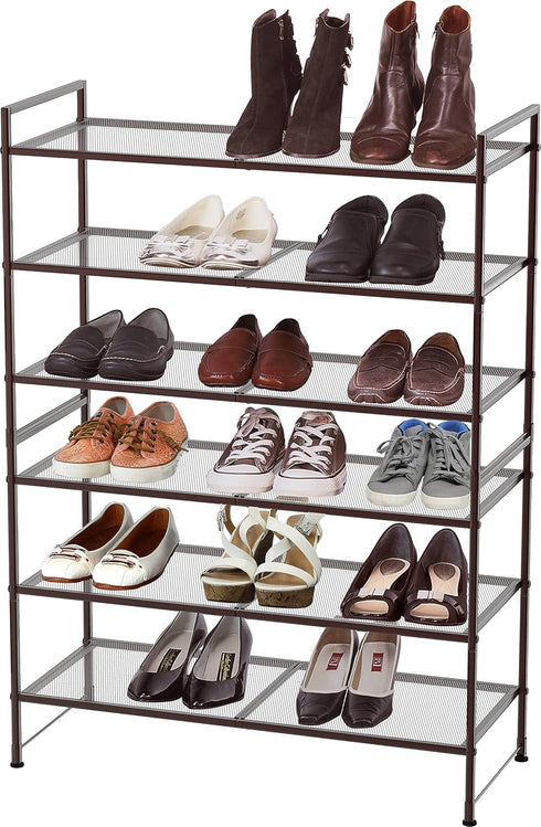 3-Tier Simple Houseware Stackable Mesh Shoe Rack, Bronze