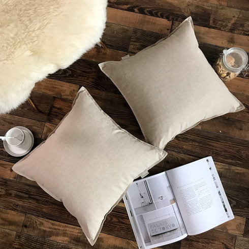 Jeanerlor Set of 2 Decorative Cotton Linen Couch 26"x26" Throw Pillow Case, Durable Classy Cushion Cover for