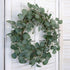 idyllic Eucalyptus Leaves Wreath, 22 Inches Round Green Metal Polyester Fabric Paper for Front Door Decor