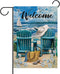 Welcome Summer Blue Sea Ocean Chairs, Myosotis Sylvatica Flower Beach Garden Flag, Tropical Outdoor Decor for Yard