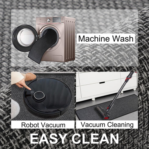 Kitchen Mat 1 PCS, Non Slip Cushioned Rugs for Kitchen Floor, Absorbent Comfort Mats Washable 17.3"x47" (Black)