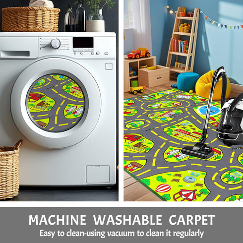 5x7 Car Rug Play Mat Feet, Car Road Rug for Kids City Road Map Carpet Educational Learning Play Carpet Kids Play Rugs