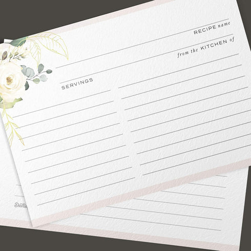 50 Floral Recipe Cards with Gold Foil from Dashleigh - 4x6 inches, Double-Sided