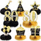 Outus 8 Pcs 80th Birthday Table Decorations, Black Gold Honeycomb Centerpieces for 80 Years Anniversary