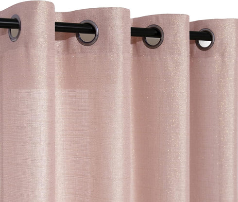 63 Inch 2 Grommet Shimmer 52x63 Rose Gold Curtains for Girls Bedroom Decor Length Panels Thick Sheer Semi Privacy