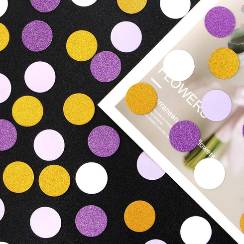 White Purple-Gold Party Decorations Confetti - 300pcs Glitter Graduation Mothers Day Table Confetti for Woman Girl
