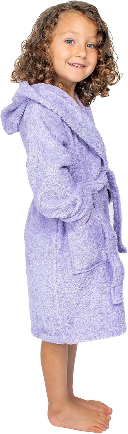 6-8 BAGNO MILANO Kids Organic Turkish Cotton Hooded Beach Cover-Up Towel, GOTS Certified, for Boys and Girls (Purple