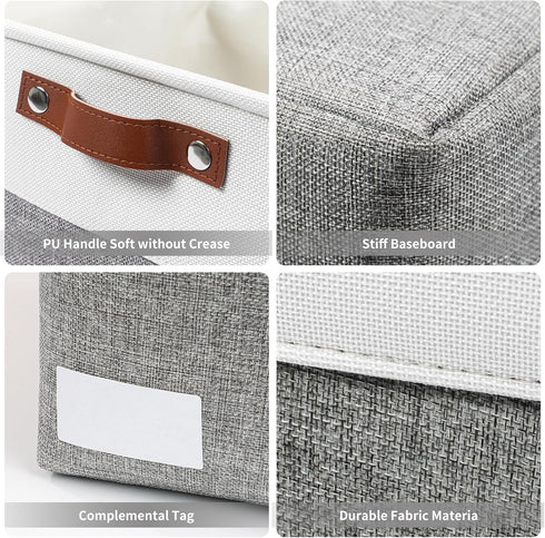 Storage Bins Large Fabric Storage Baskets for Shelves, 3 Pack Decorative Linen Closet Baskets with Handles for