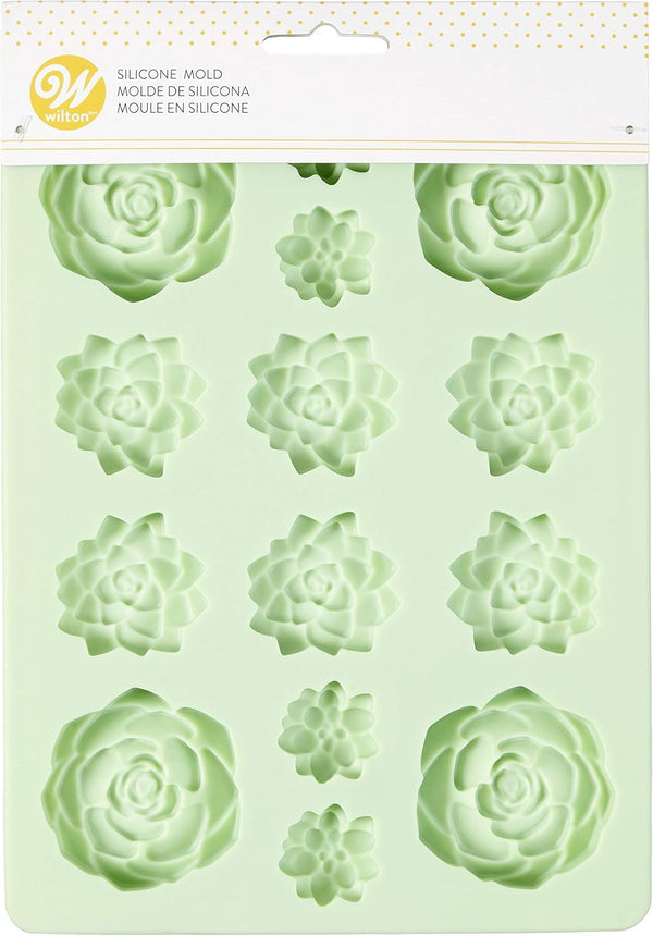 Wilton Silicone Succulents Candy Mould, Mint Color, 14 Holes