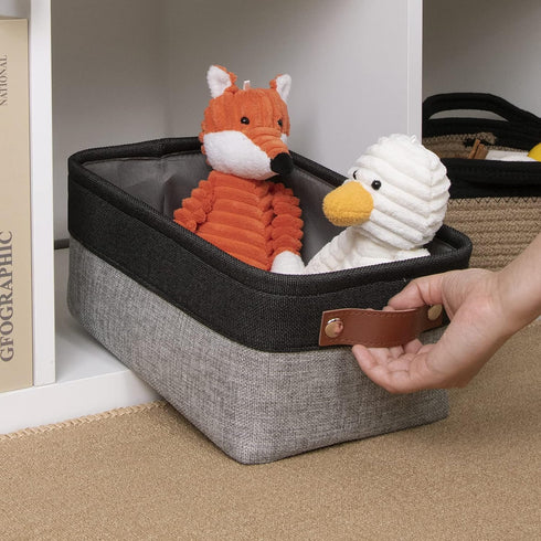 DULLEMELO Small Collapsible Fabric Basket for Organizing, Shelves, Closets, Laundry, Decorative Gift Basket (Black &