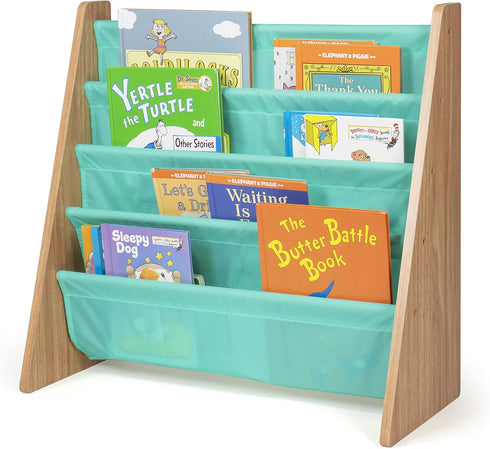 Humble Crew Kids Bookshelf, 4-Tier Front-Facing Book Display Organizer, Montessori Toddler Bookcase