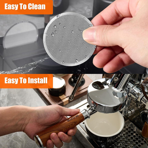 IKAPE 58.5mm Espresso Puck Screen, Reusable Metal Coffee Filters for Baristas, Food-grade Stainless Steel