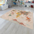 Paco Home Kids Rug Dinosaurs Play Mat with Educational World Map in