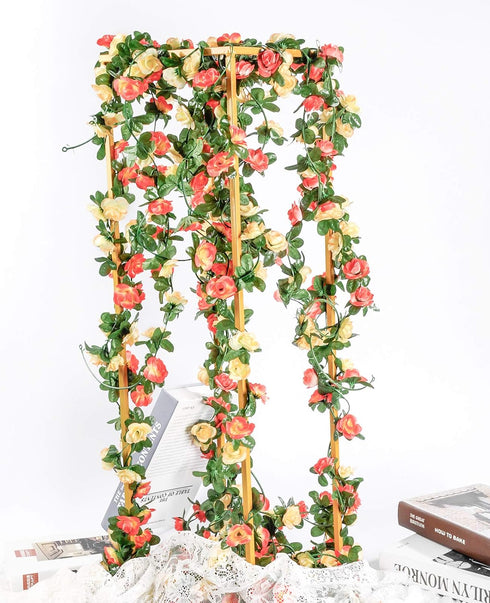 Miracliy 9Pcs 74FT Flower Garland, Artificial Rose Arch Vines for Wedding, Garden Tea Party Decoration